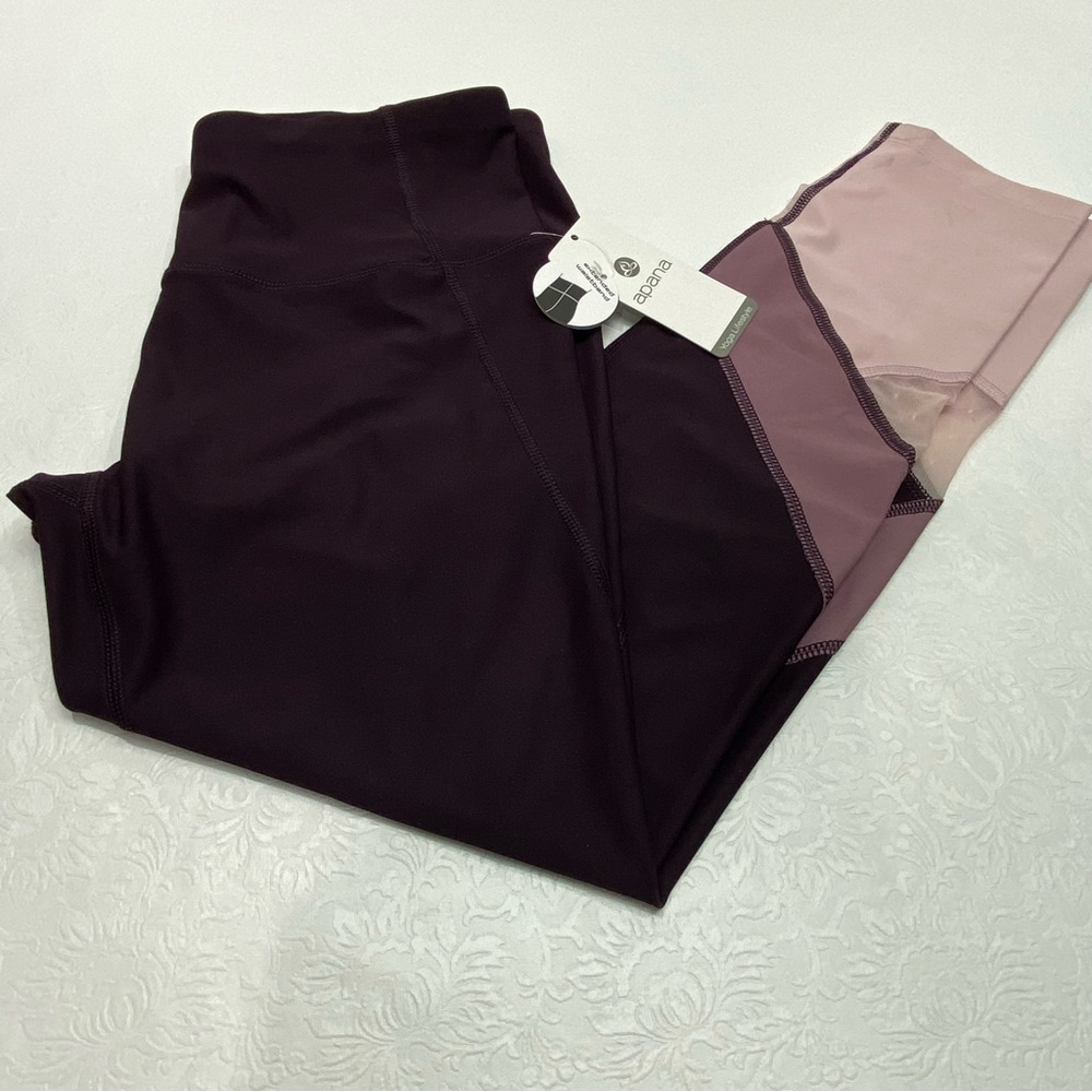 Apana Sz medium purple women's athletic workout leggings New extended waistband